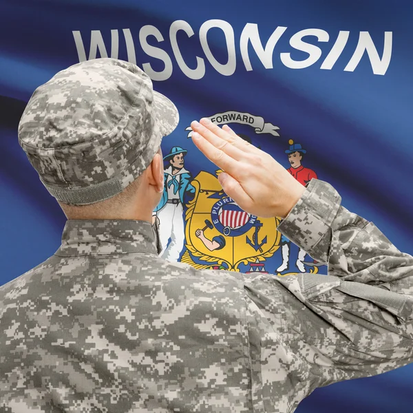 Soldaat die ons staat vlag serie - Wisconsin — Stockfoto