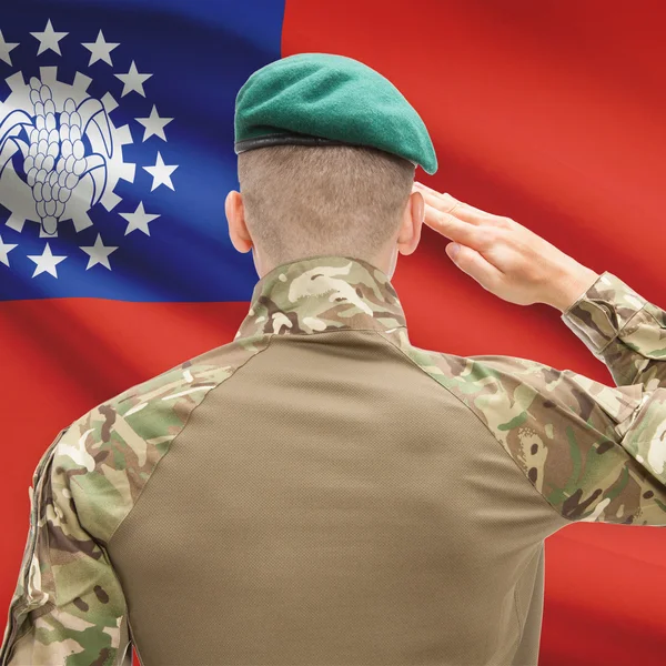 National military forces with flag on background conceptual series —  Fotos de Stock