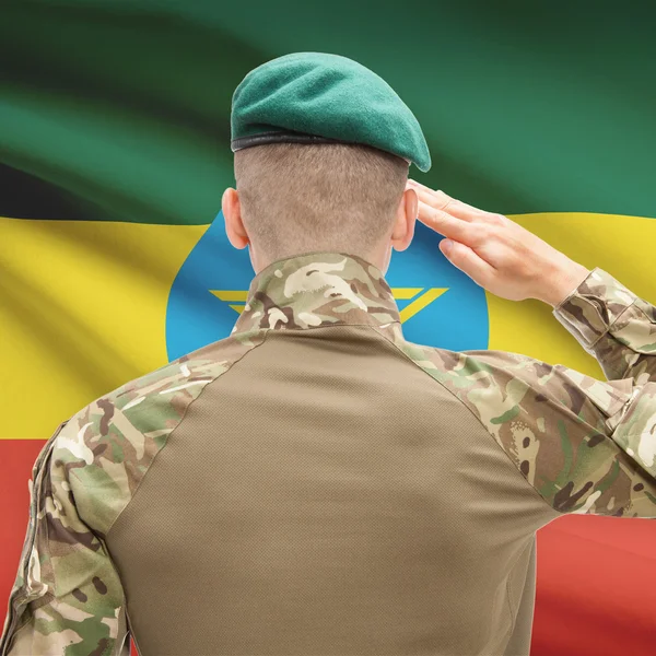 Национальные вооруженные силы с флагом на фоне концептуальной серьез — стоковое фото