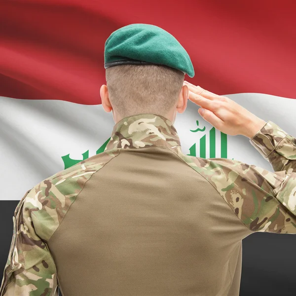National military forces with flag on background conceptual seri — Foto Stock