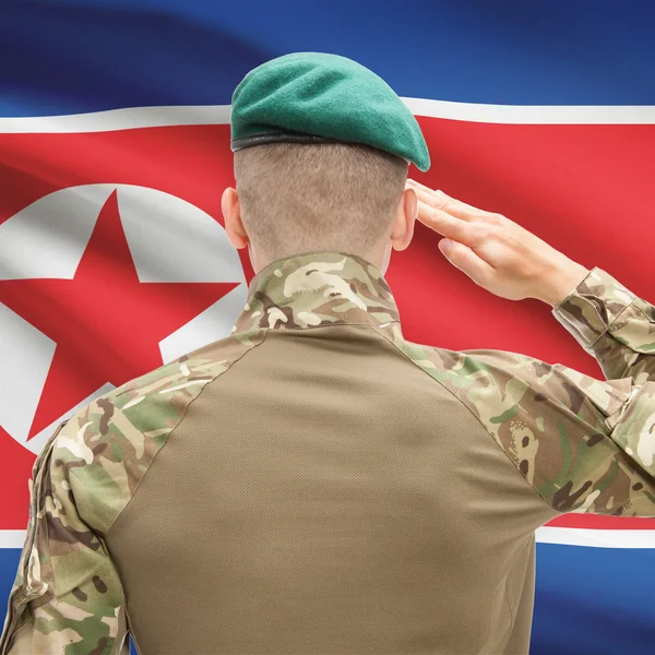 National military forces with flag on background conceptual seri — 스톡 사진