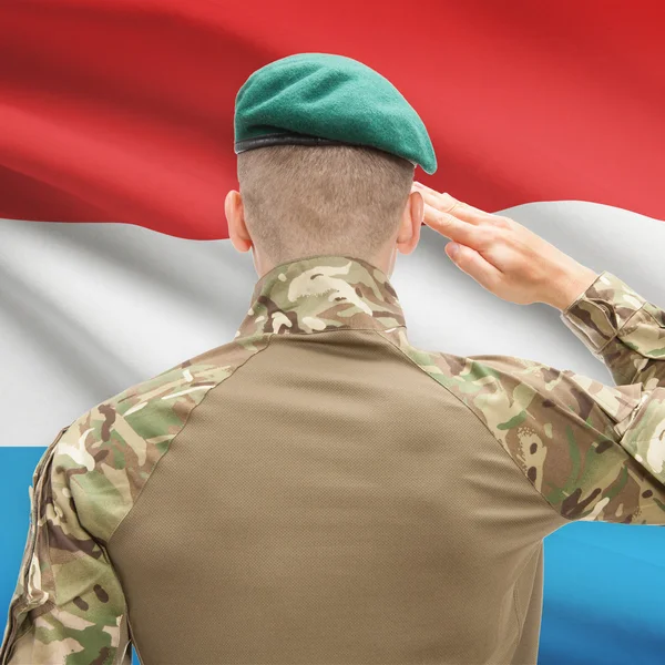 National military forces with flag on background conceptual seri — Stockfoto