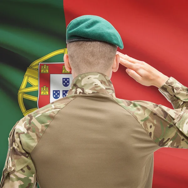 National military forces with flag on background conceptual seri — Stock Fotó