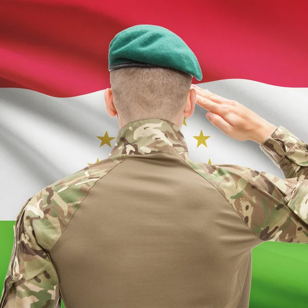 National military forces with flag on background conceptual seri — Stok fotoğraf