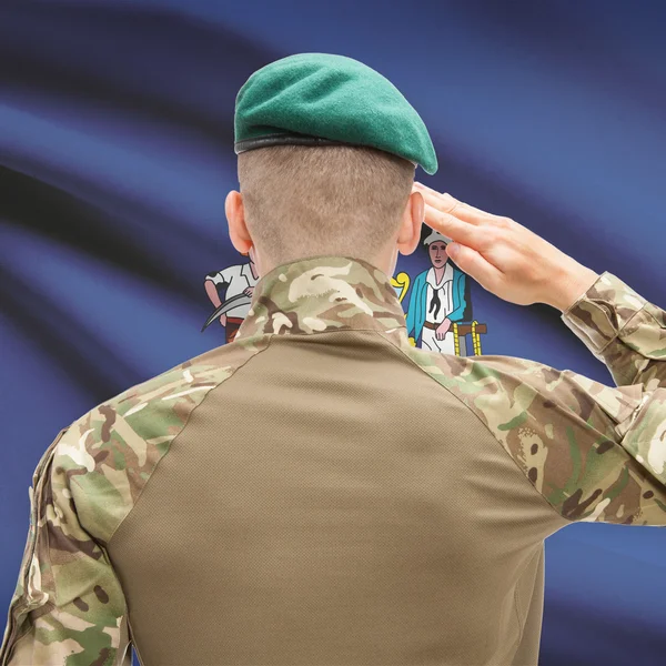 Soldier saluting to USA state flag conceptual series - Maine — Stock Photo, Image