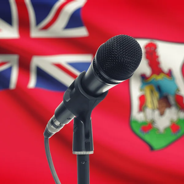 Microphone on stand with national flag on background - Bermuda — Stock Photo, Image