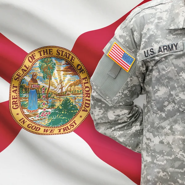 American soldier mit uns Status-Flag Serie - Florida — Stockfoto