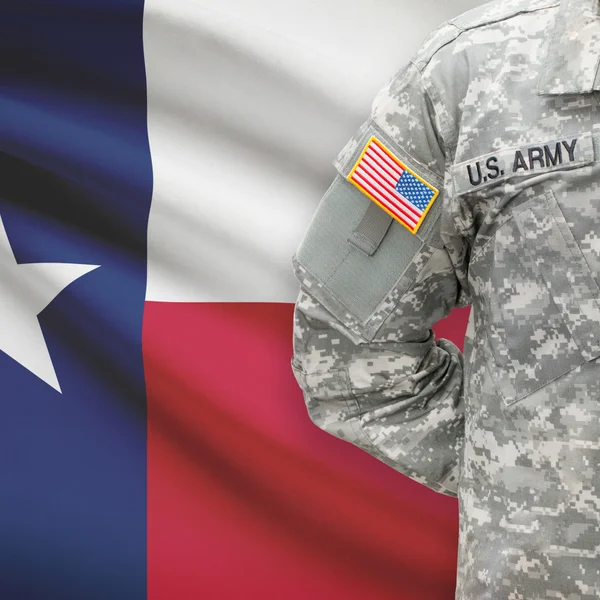 American soldier with flag series - Texas — Stock Photo, Image