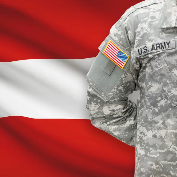 American soldier with flag series - Austria — Stock Photo, Image