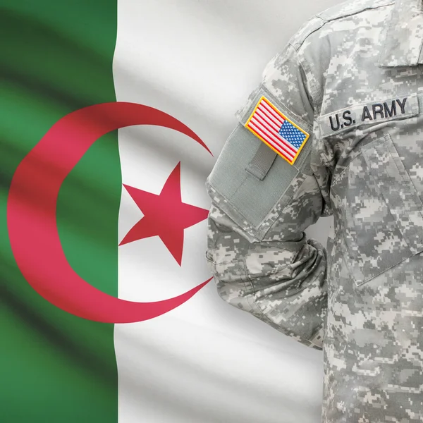 American soldier with flag series - Algeria — Stock Photo, Image