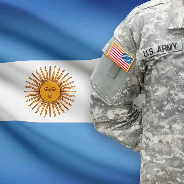 American soldier with flag series - Argentina — Stock Photo, Image