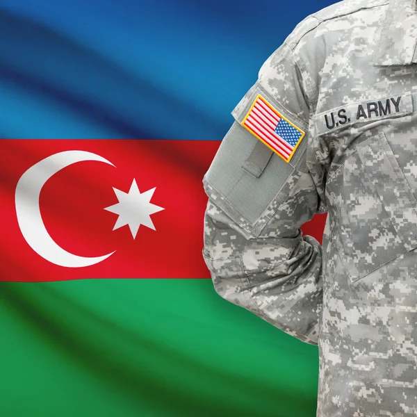 Soldato americano con serie di bandiera - Azerbaijan — Foto Stock