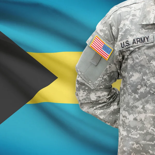 American soldier with flag series - Bahamas — Stock Photo, Image