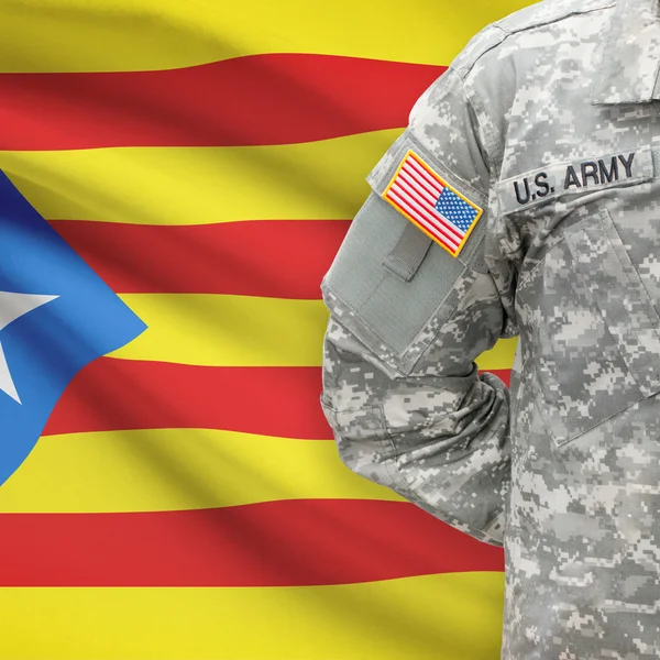 Soldado americano com bandeira série - Estelada - Catalunha — Fotografia de Stock