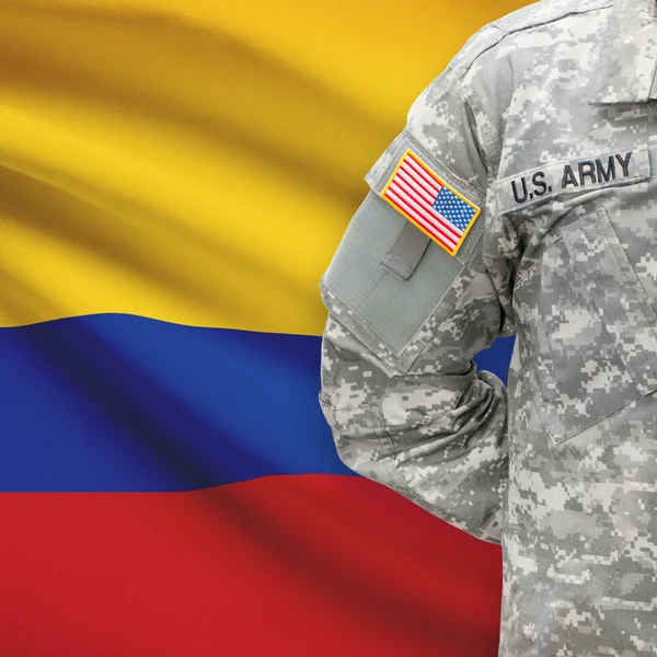 Soldat américain avec la série des drapeaux - Colombie — Photo