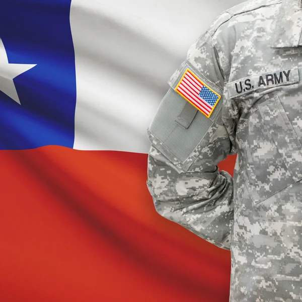 American soldier with flag series - Chile — Stock Photo, Image