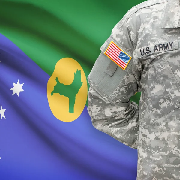 American soldier with flag series - Christmas Island — Stock Photo, Image