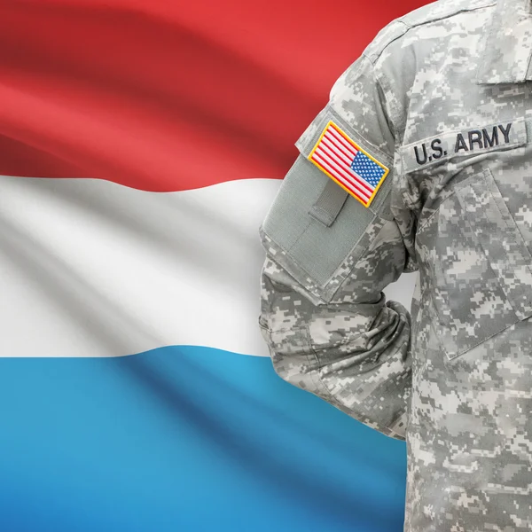 American soldier with flag series - Luxembourg — Stock Photo, Image