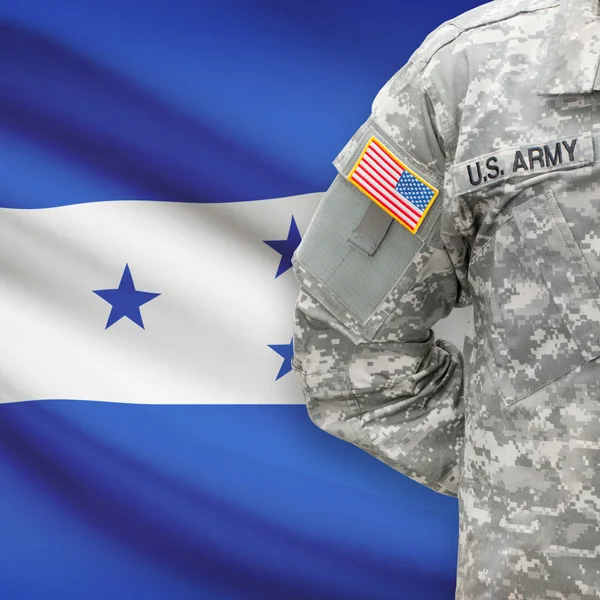 American soldier with flag series - Honduras — Stock Photo, Image