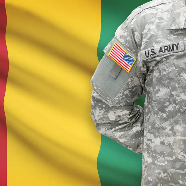 American soldier with flag series - Republic of Guinea — kuvapankkivalokuva