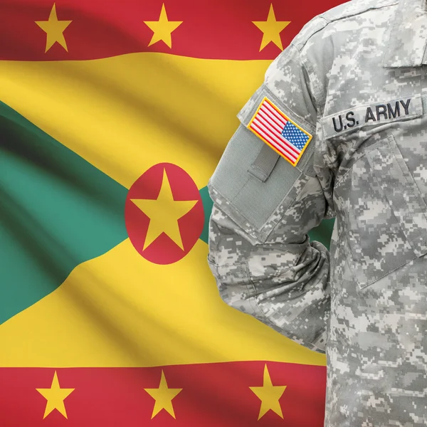 Americký voják s vlajkou series - Grenada — Stock fotografie
