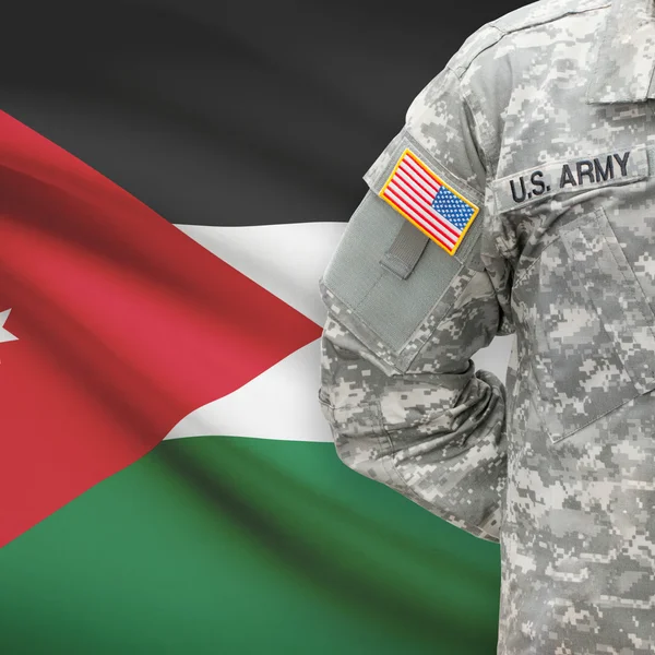 Amerikaanse soldaat met vlag serie - Jordan — Stockfoto
