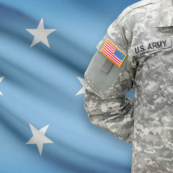 American soldier with flag series - Federated States of Micronesia — Stock Photo, Image