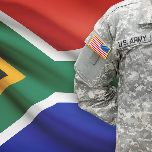 American soldier with flag series - South Africa — Stock Photo, Image