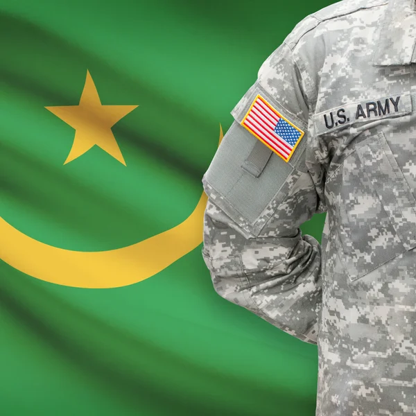 American soldier with flag series - Mauritania — Stock Photo, Image