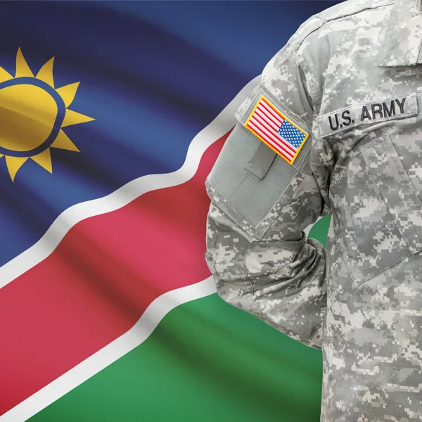 Soldado americano con serie de bandera - Namibia — Foto de Stock