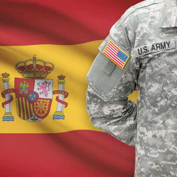 American soldier with flag series - Spain — Stock Photo, Image