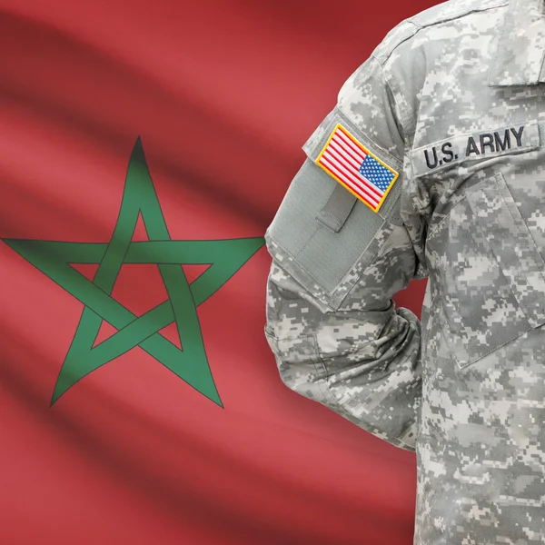 American soldier with flag series - Morocco — Stock Photo, Image