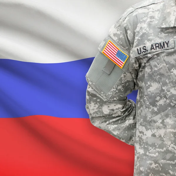 Amerikaanse soldaat met vlag serie - Rusland — Stockfoto