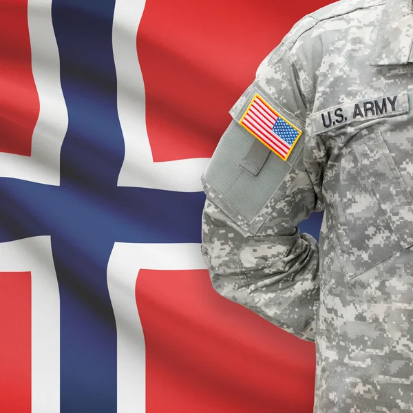 American soldier with flag series - Norway — Stock Photo, Image