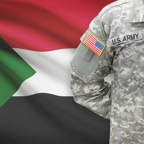 American soldier with flag series - Sudan — Stock Photo, Image