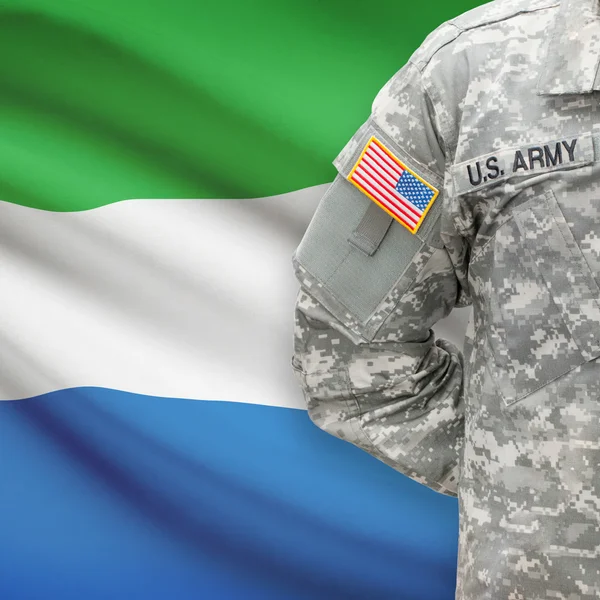 American soldier with flag series - Sierra Leone — Stock Photo, Image