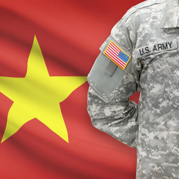 stock image American soldier with flag series - Vietnam