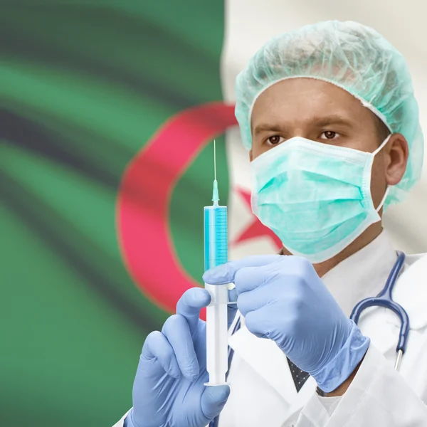 Läkare med spruta i händer och flag series - Algeriet — Stockfoto