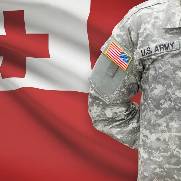 Americký voják s vlajkou series - Tonga — Stock fotografie