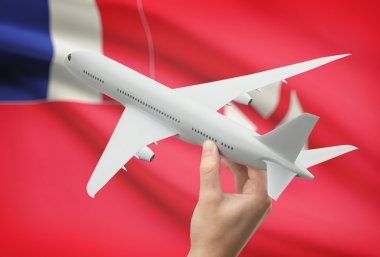 Uçağın içinde el ile bayrağı arka plan - Wallis ve Futuna Adaları