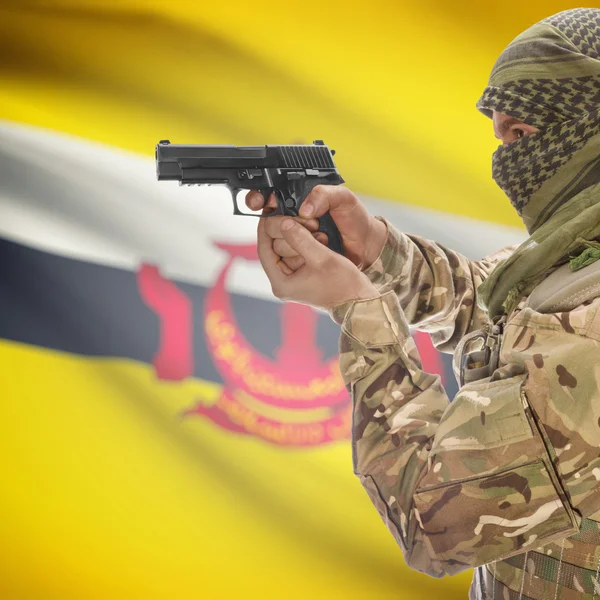 Erkek el ve arka plan - Brunei Ulusal bayrağını silahla — Stok fotoğraf