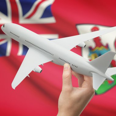 Uçak elinde bayrakla işaretle arka plan serisi - Bermuda