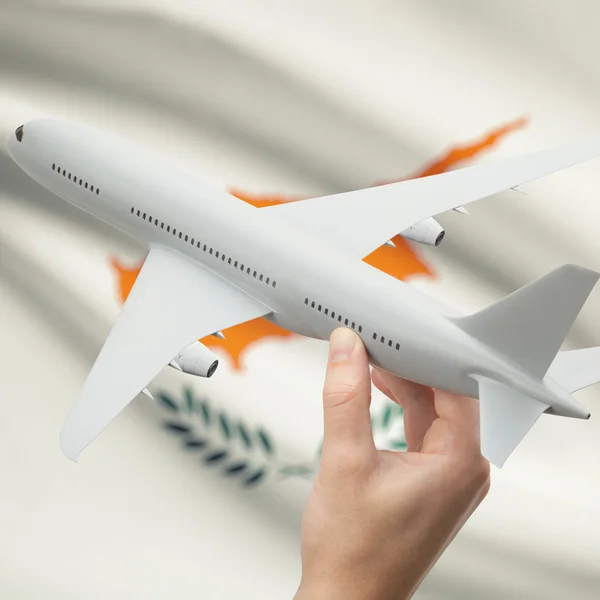 Airplane in hand with flag on background series - Cyprus — Stock Photo, Image