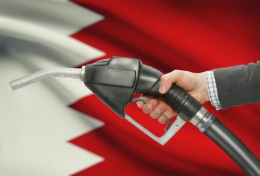 Pompa meme el ile arka plan - Bahreyn Ulusal bayrağını yakıt.