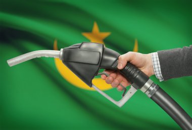 Pompa meme el ile arka plan - Moritanya Ulusal bayrağını yakıt.