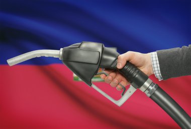 Pompa meme el ile arka plan - Haiti Ulusal bayrağını yakıt.