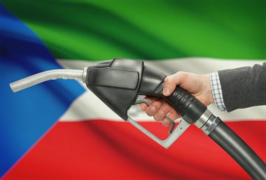 Pompa meme el ile arka plan - Ekvator Ginesi Ulusal bayrağını yakıt.