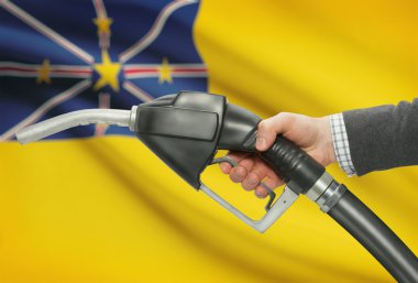 Pompa meme el ile arka plan - Niue Ulusal bayrağını yakıt.