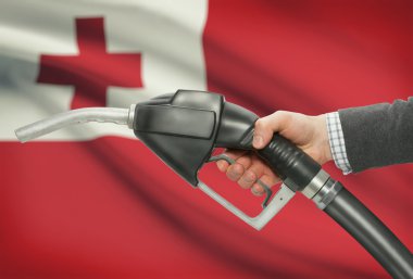 Pompa meme el ile arka plan - Tonga Ulusal bayrağını yakıt.