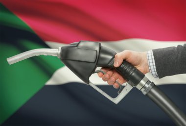 Pompa meme el ile arka plan - Sudan Ulusal bayrağını yakıt.